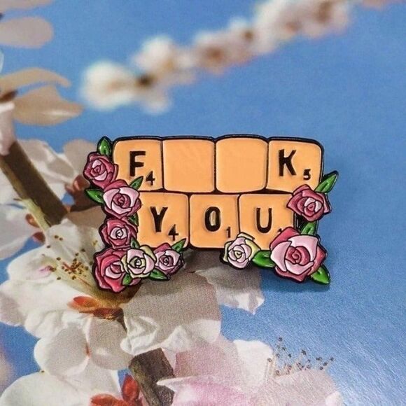 3/20 Fck You Scrabble Enamel Pin - Picture 1 of 1